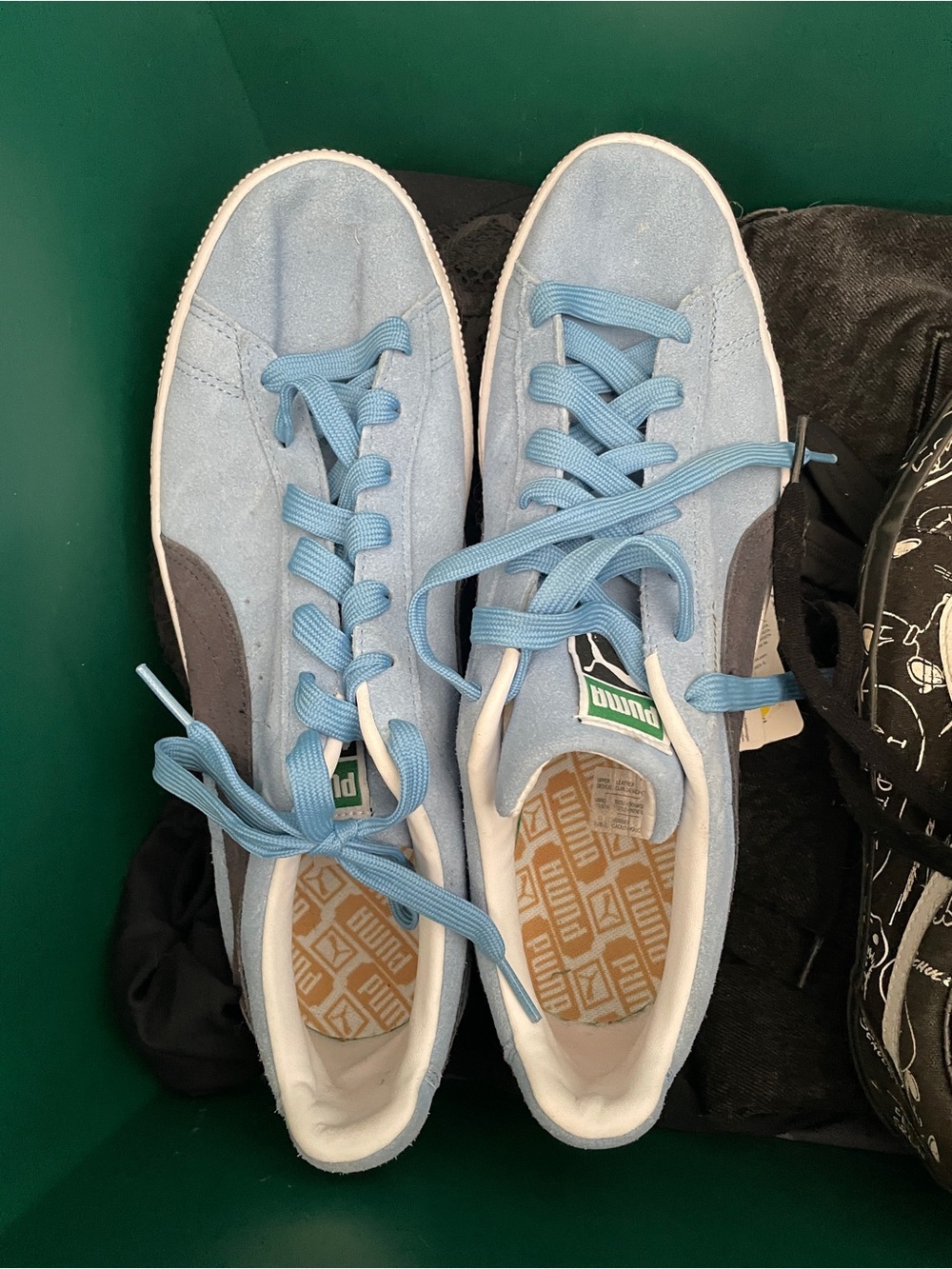 Puma Light Blue Suede Sneakers with Black Side Stripe